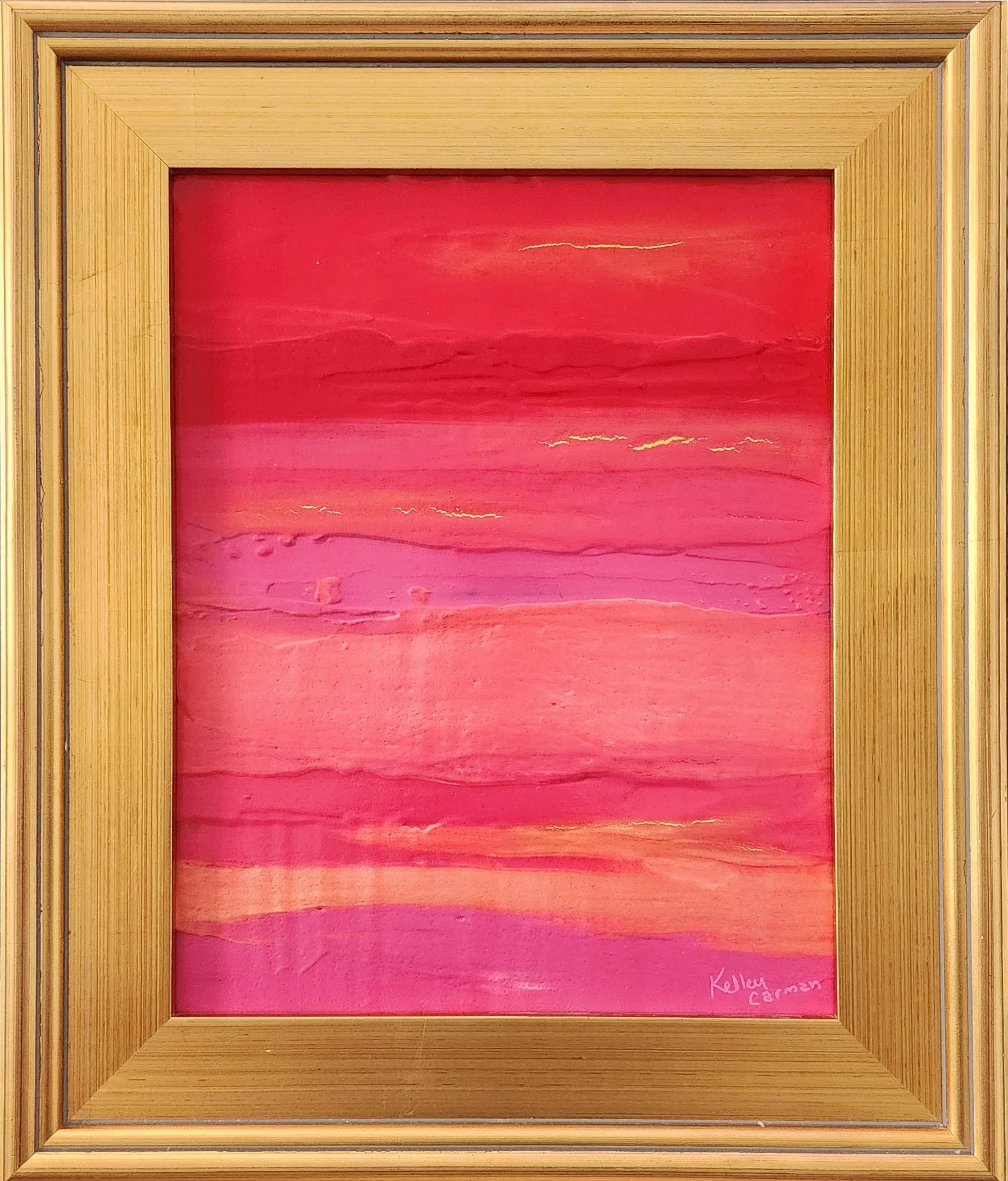 Be Enough (Gestural Abstract, Saturated, Impasto, Pink, Red, ~39% OFF) - Painting by Kelley Carman