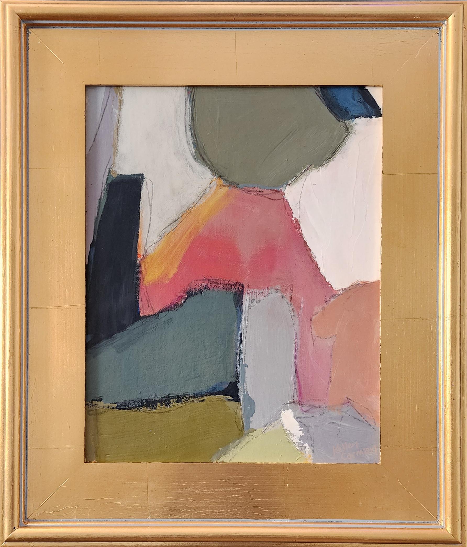 Kelley Carman Abstract Painting - Climb (Gestural Abstract, Pastel, Toned-Down, Pink, Gray)