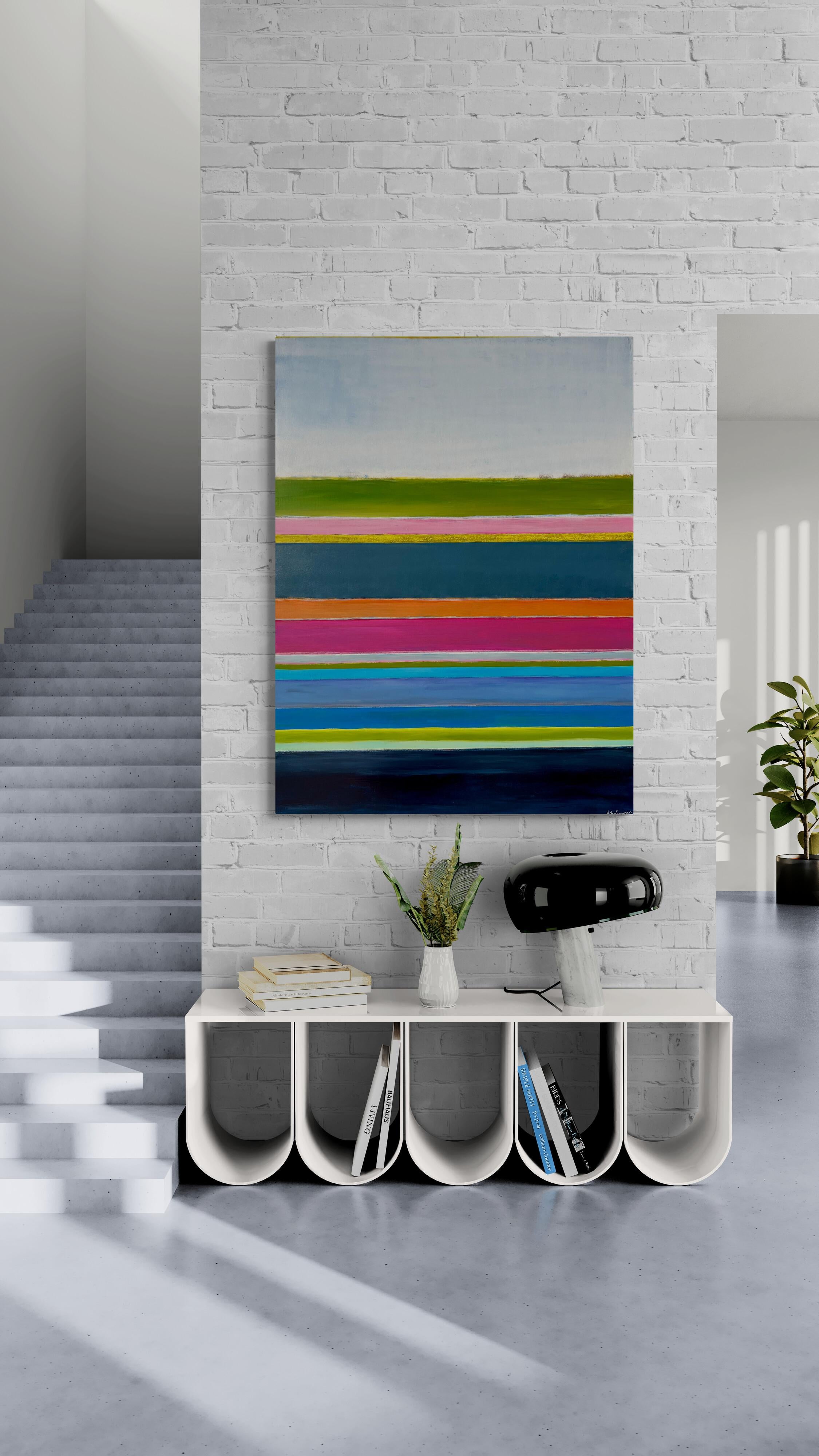 Kelley Carman
I’ve Earned My Stripes (Abstract, Geometric, Pattern, Stripes, Blue, Pink, Green, Orange, Yellow)
Acrylic and Oil Stick
Year: 2022
Size: 48x36x1.5in
Signed
COA provided 
Ref.: 924802-2038

Tags: Abstract, Geometric, Pattern, Stripes,