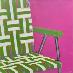 Lawn Chair Brigade (Figurative, Muster, Mid-Century, Modern, Rosa, Grün)