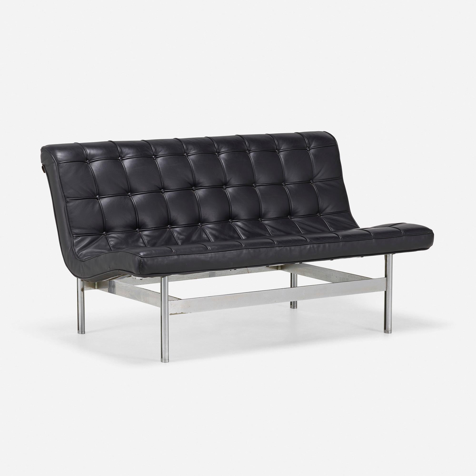 Kelley New York Settee by William Katavolos, circa 1965

Made by Laverne International, USA, 1952 / c. 1965

Additional information:
Material: Chrome-plated steel, leather
Size: 51 W × 28 D × 28 H Inches

Condition: Presents well with minor