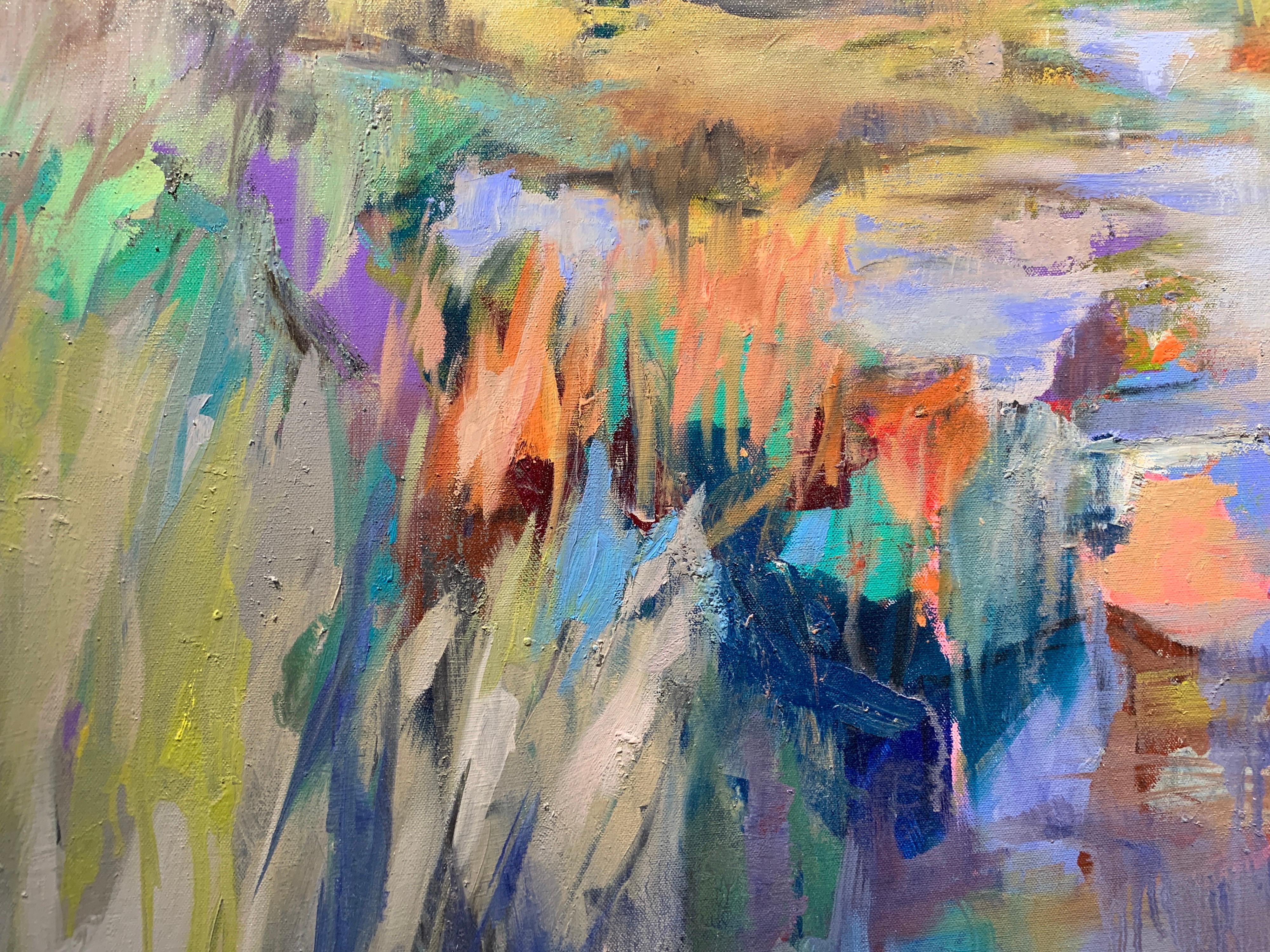 Marsh Awakening by Kelli Kaufman Large Framed Oil and Wax Landscape Painting 1
