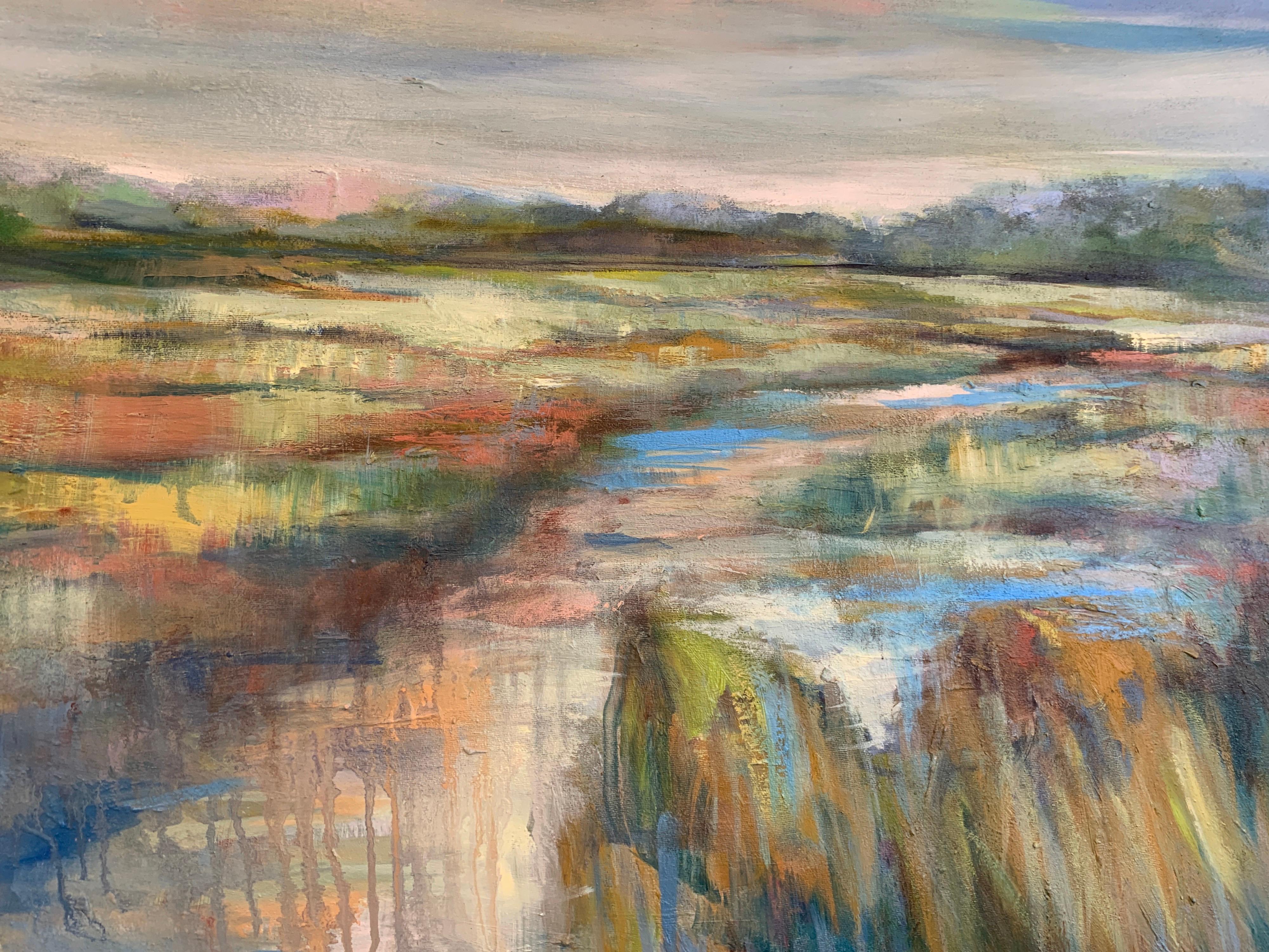 Slipping Away by Kelli Kaufman Large Framed Oil and Wax Landscape Painting 5