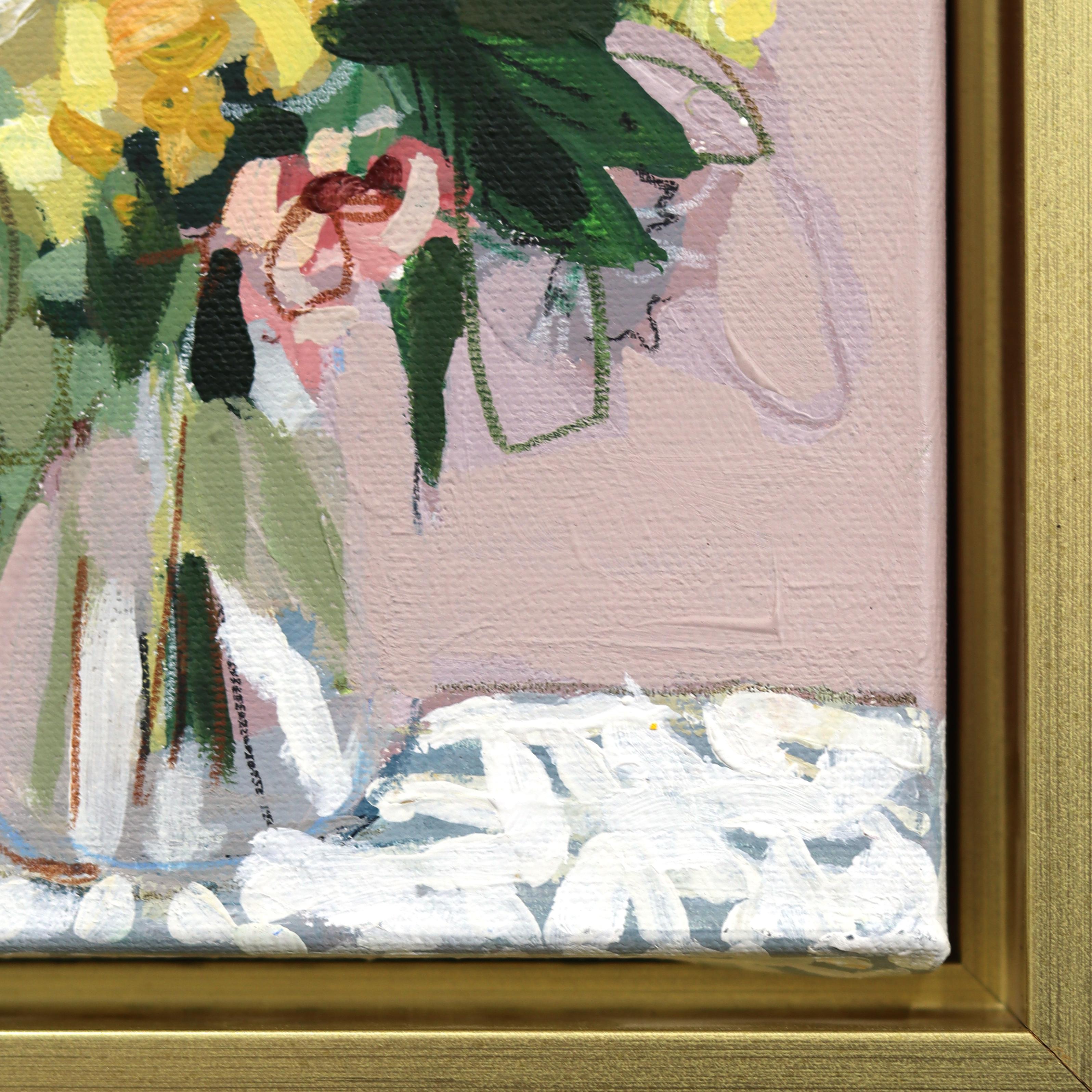 Fülle des Sommers - Abstrakt Buntes Blumenstillleben Gemischtes Medienkunstwerk (Zeitgenössisch), Painting, von Kellie Newsome