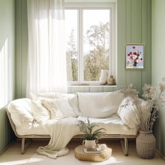 Aire de Romance - Bodegón Floral de Colores Enmarcado Obra de Arte en Técnica Mixta sobre Lienzo