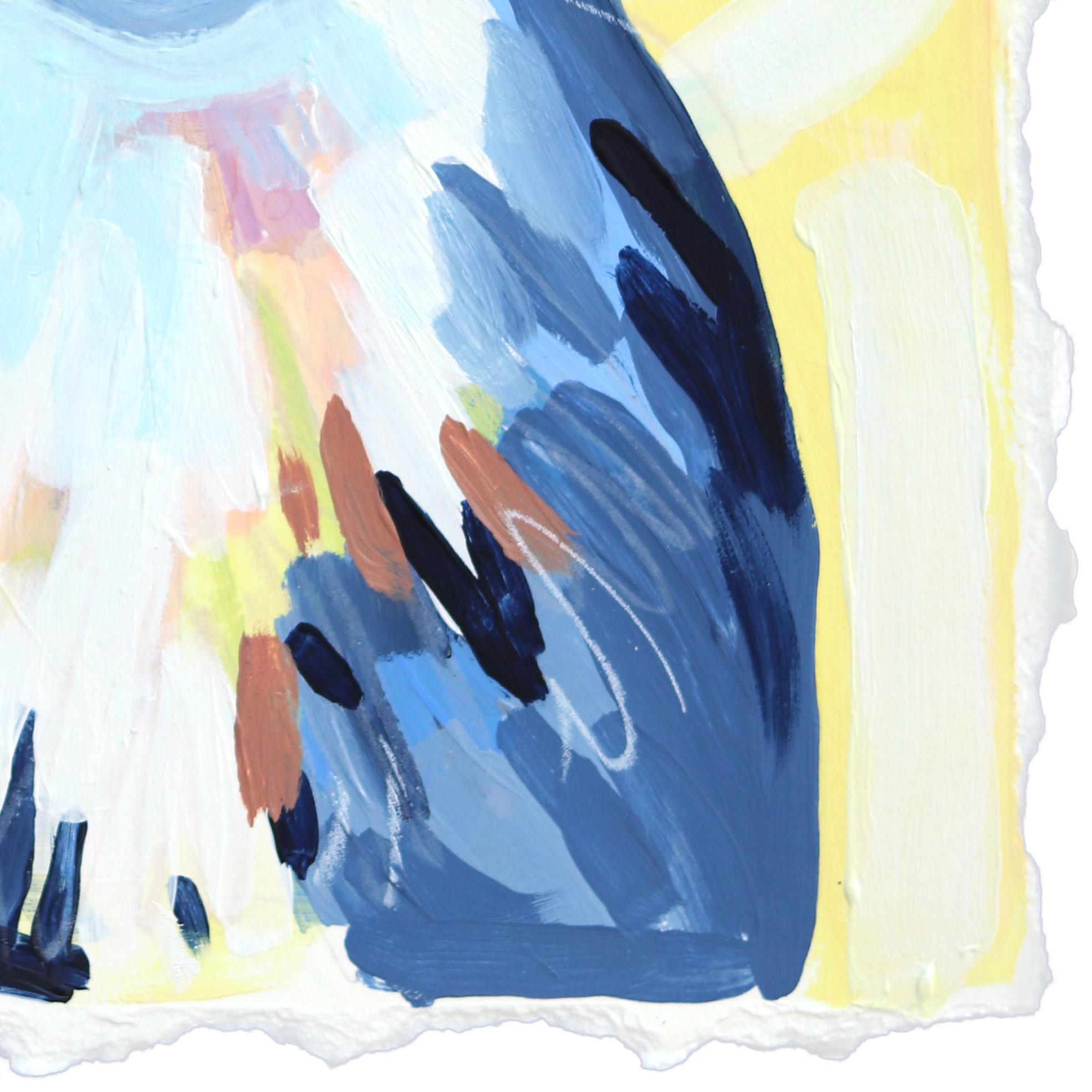 Alley Cat-  Gatto blu figurativo dipinto su carta - Painting Contemporaneo di Kellie Newsome