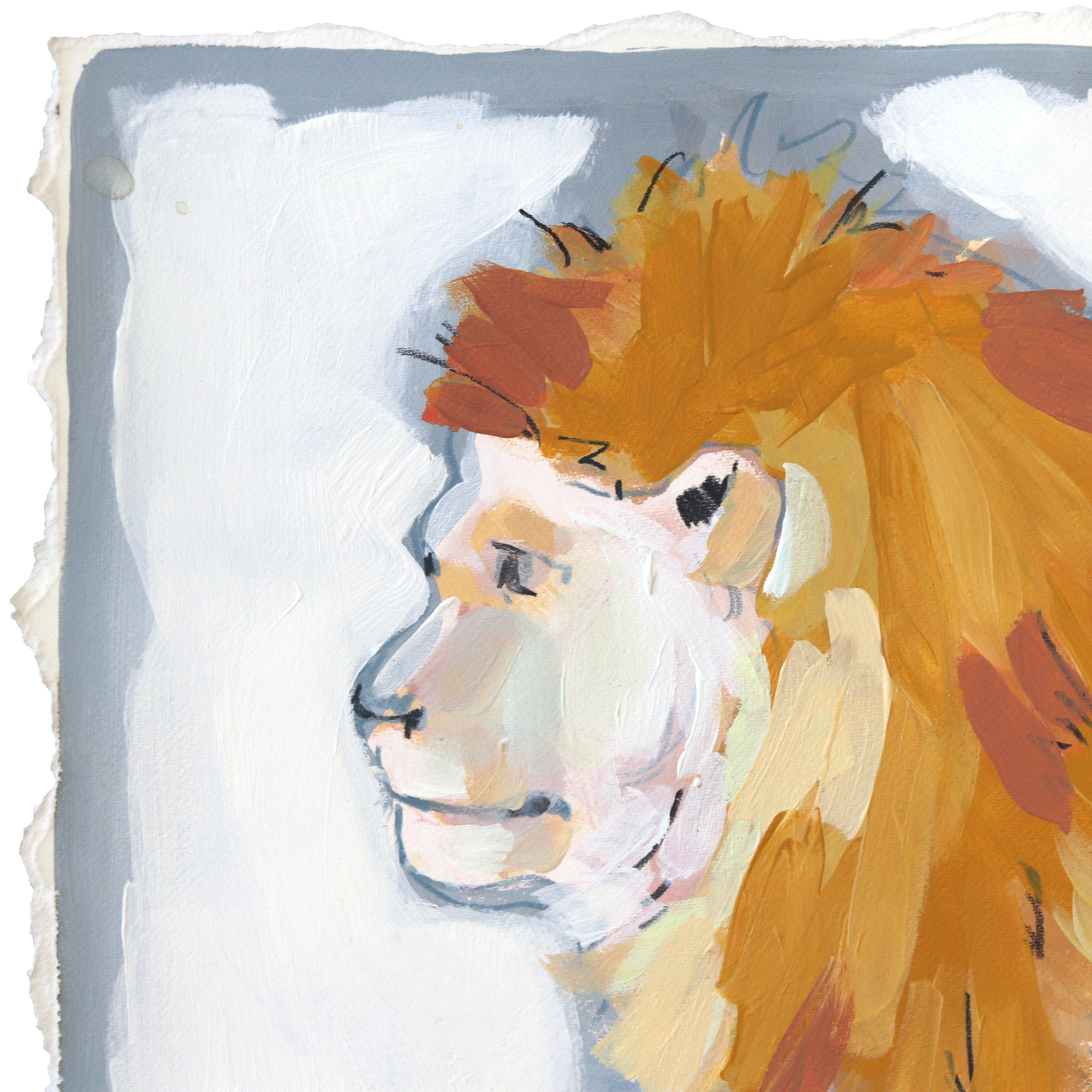 Siempre un Leo -  León figurativo Pintura sobre papel - Painting de Kellie Newsome