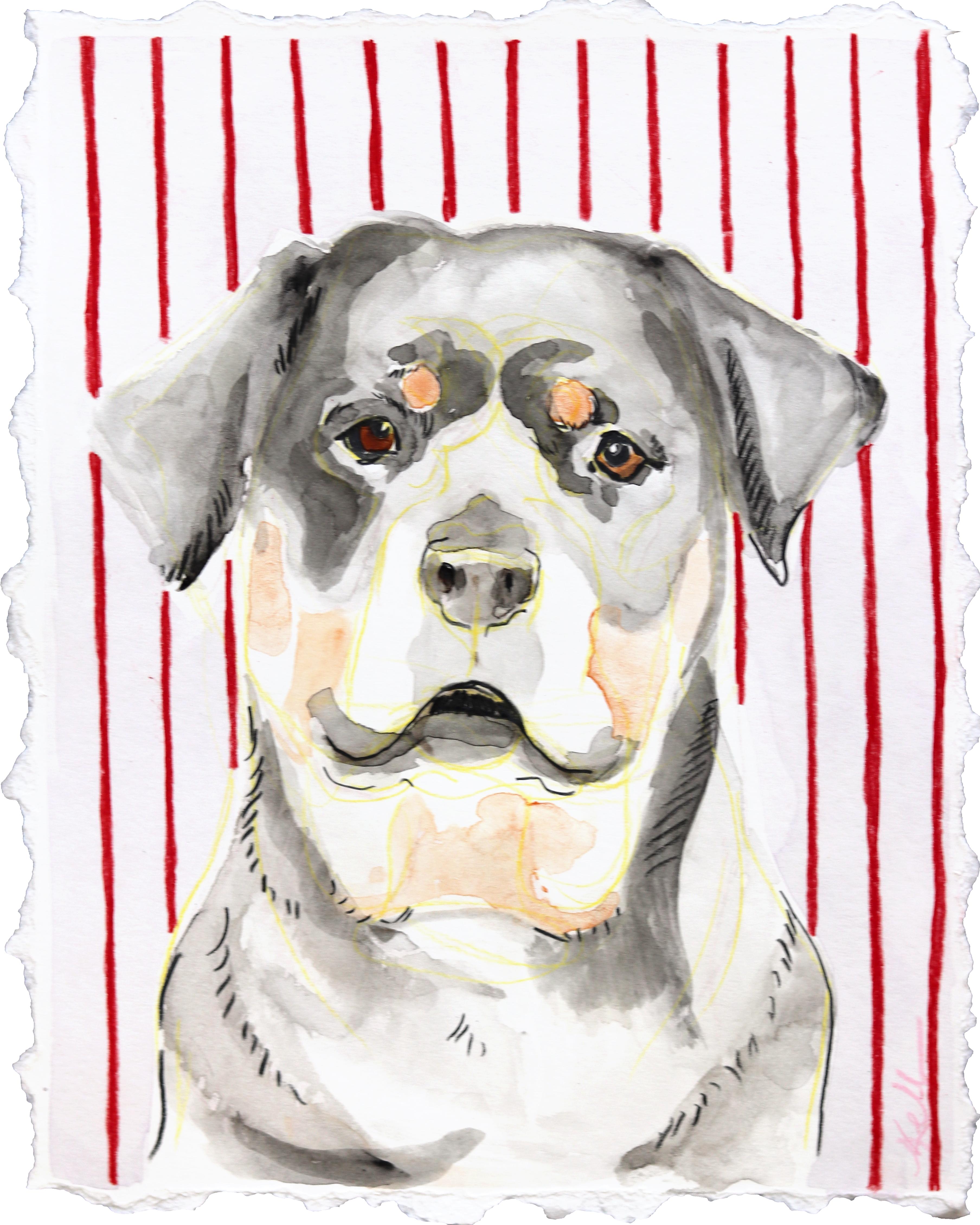 Big Bark - Pintura retrato de perro sobre papel