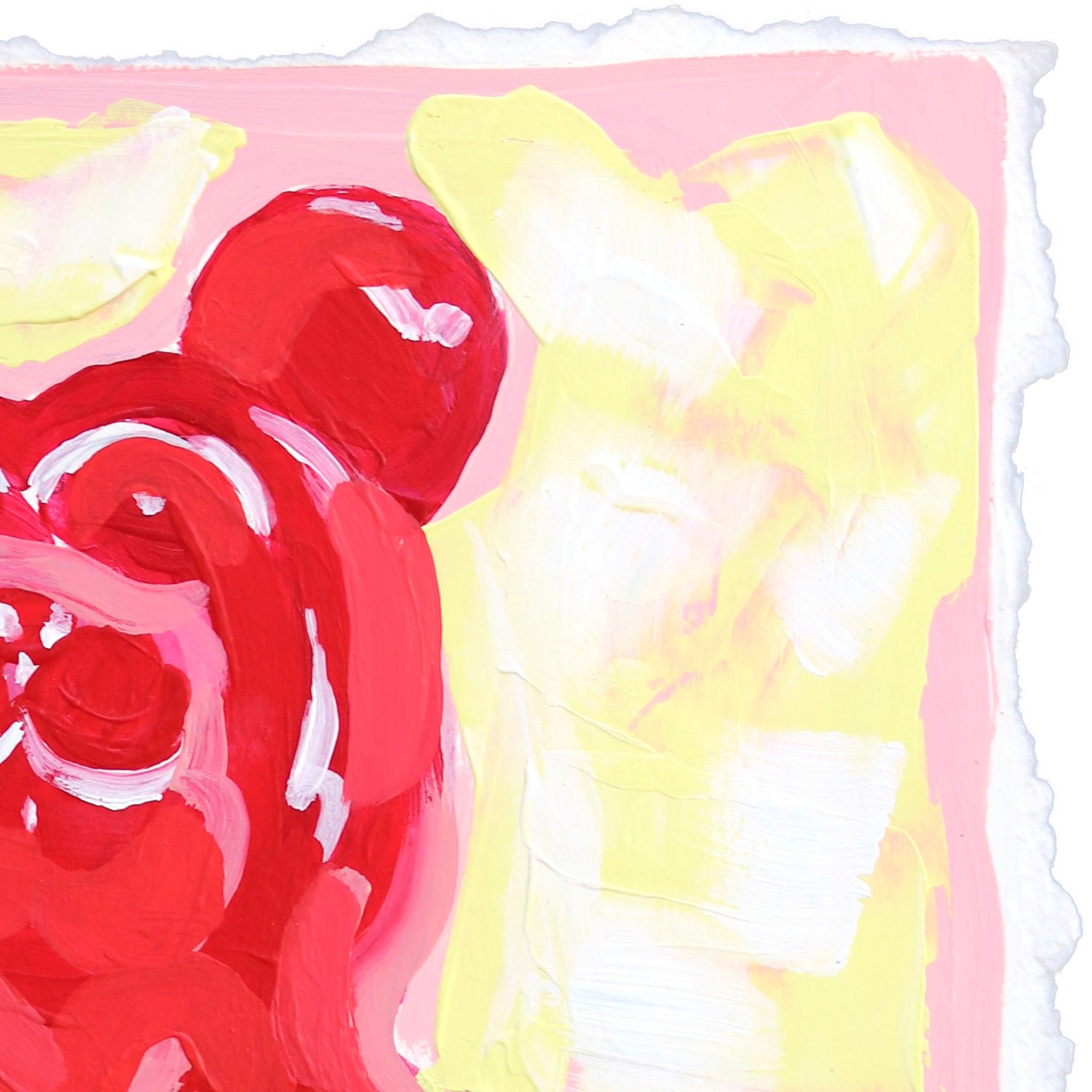 Gran Oso Rojo - Naturaleza Muerta Abstracta Oso de Gominola sobre Papel - Painting Contemporáneo de Kellie Newsome