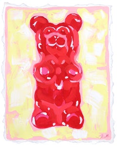 Gran Oso Rojo - Naturaleza Muerta Abstracta Oso de Gominola sobre Papel