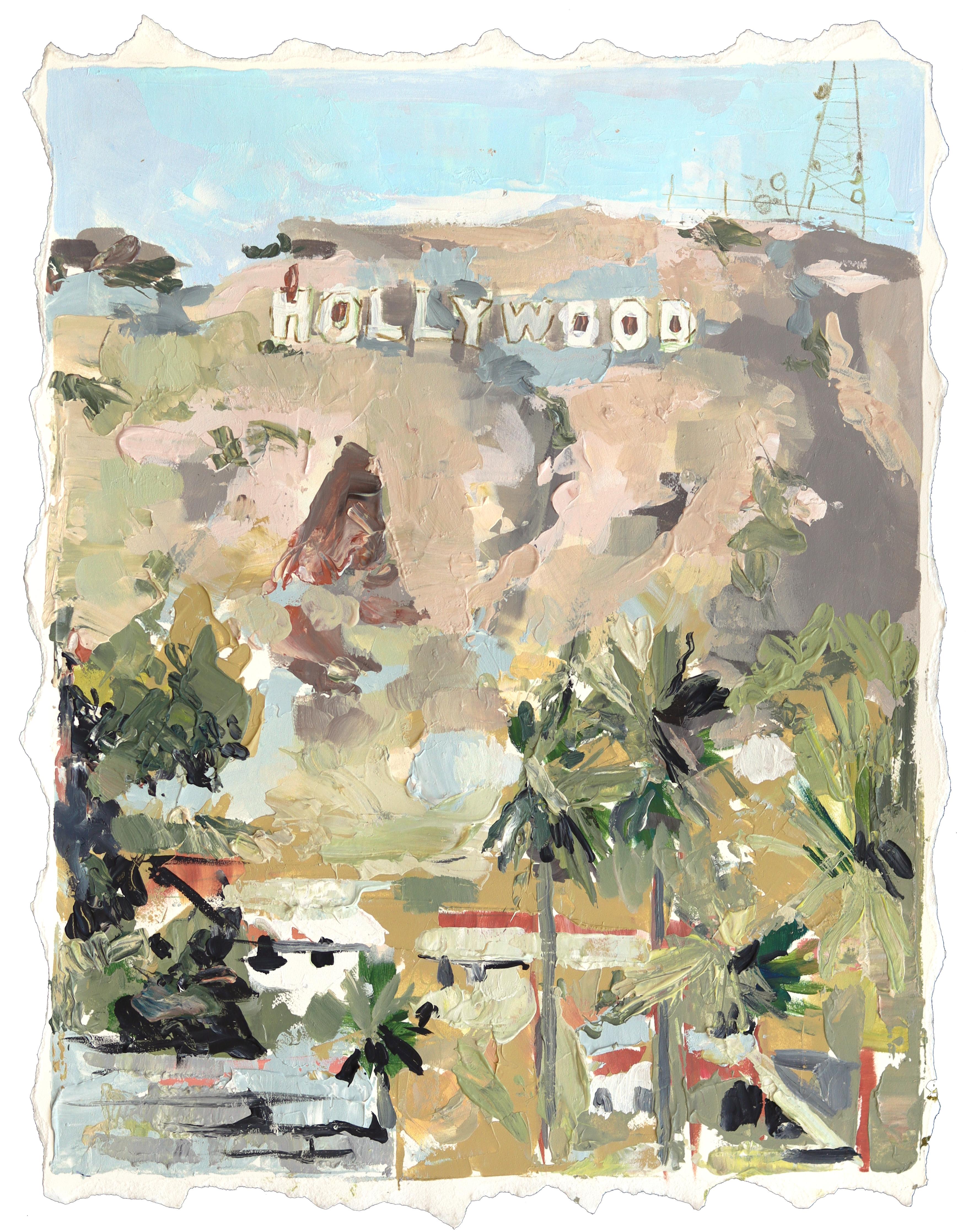 Big Hollywood - Abstract Landscape Los Angeles Mixed Media Painting on Paper