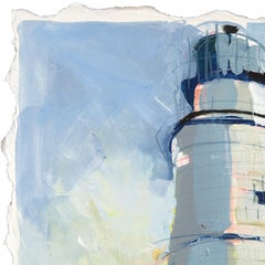 Boston Light - Original Lighthouse Still Life Mixed Media Painting on Paper