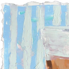 Break Time - Pittura a tecnica mista su carta con toni tenui di pastello e natura morta di caffè