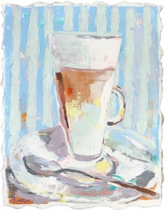Break Time - Soft Pastell Tone Coffee Still Life Mixed Media Malerei auf Papier