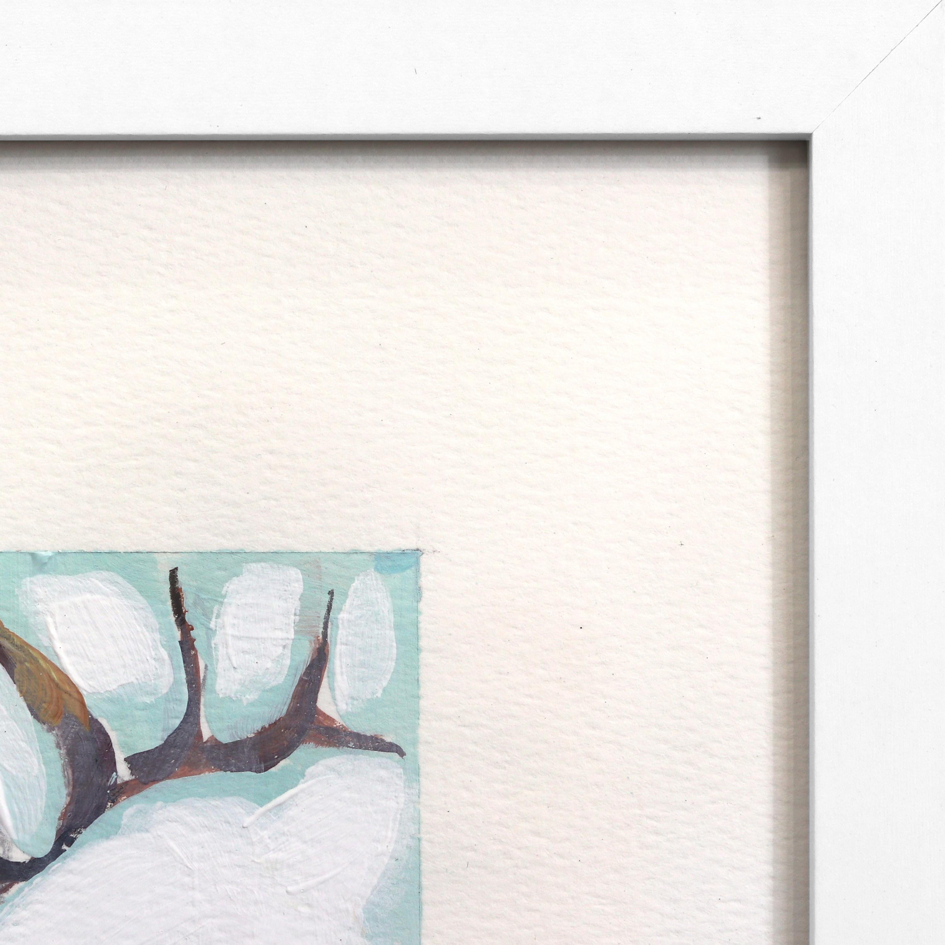 Buck Yeah - Pintura abstracta de ciervo sobre papel con marco blanco en venta 2