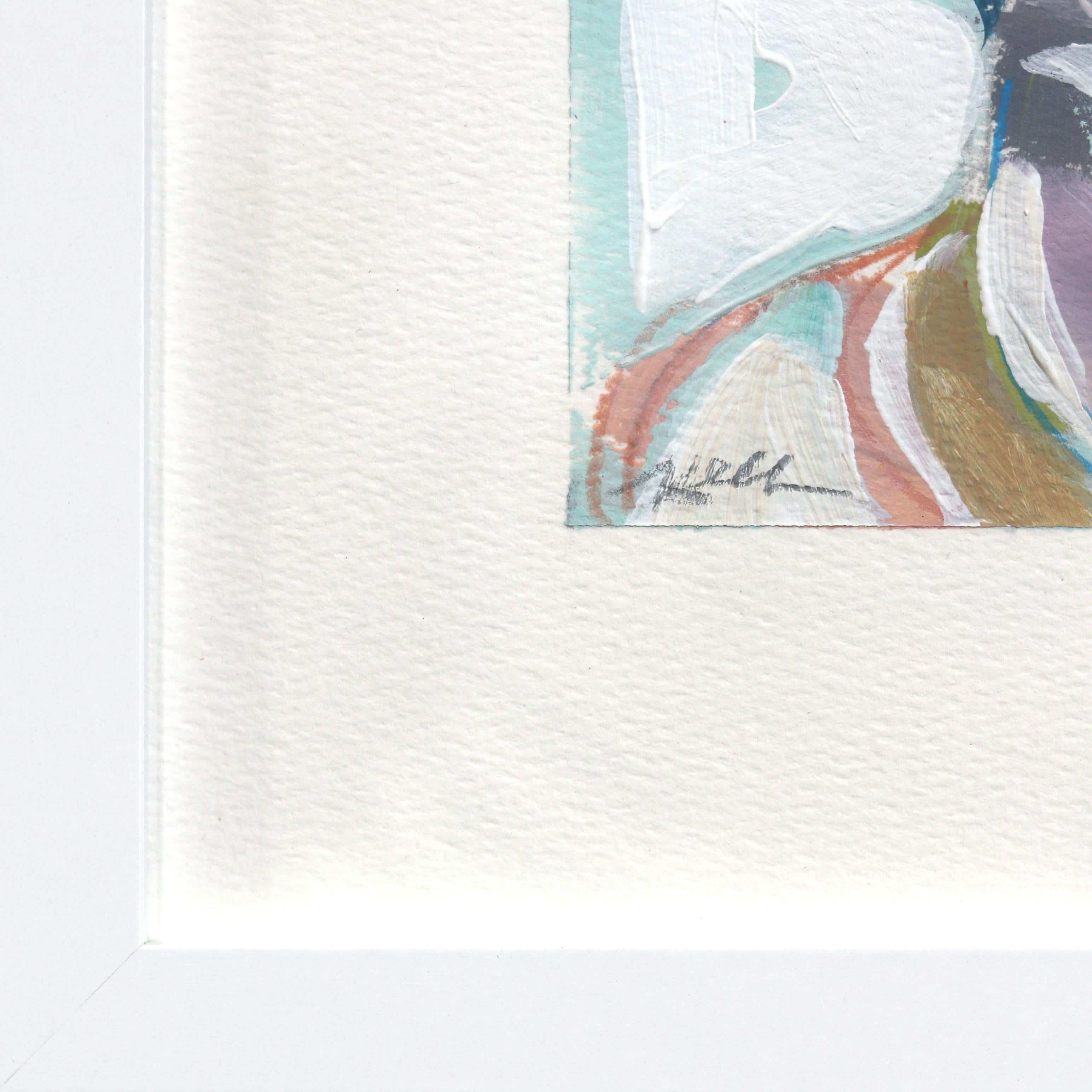 Buck Yeah - Pintura abstracta de ciervo sobre papel con marco blanco en venta 5