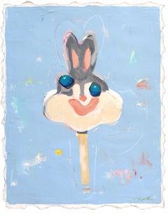 Bugs Bunny sembra impazzito - Pittura originale a tecnica mista su carta di un dolce stravagante