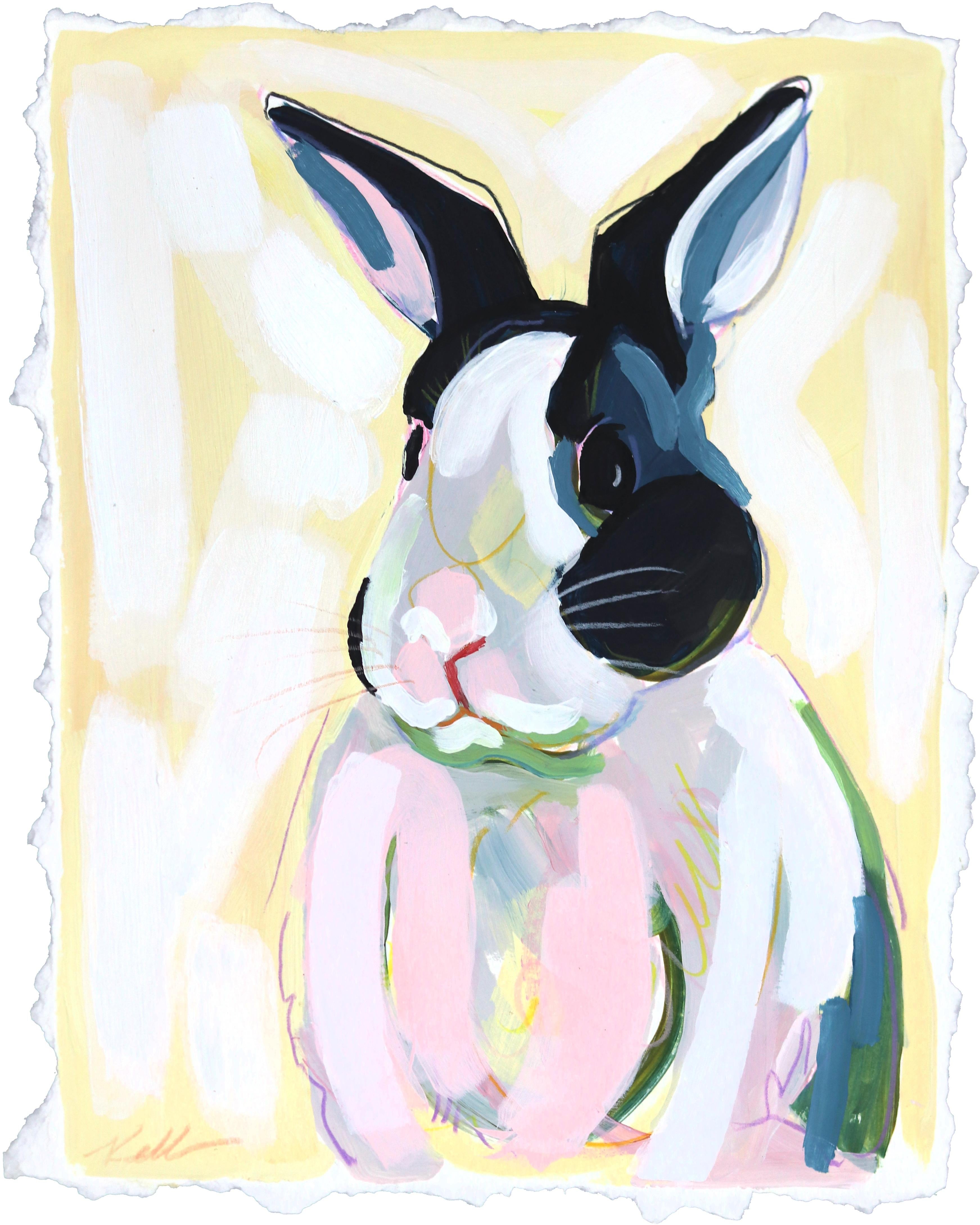 Bunny Boy  Peinture figurative au pastel sur papier Bunny Boy - Mixed Media Art de Kellie Newsome