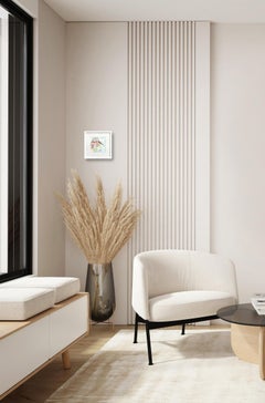 Bunny Hop Hop - Abstract Animal Painting on Paper with White Frame