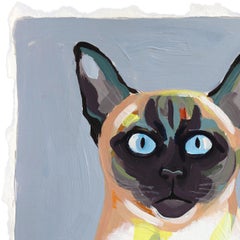 Nur Lebensmittel –  Figuratives Katzengemälde auf Papier