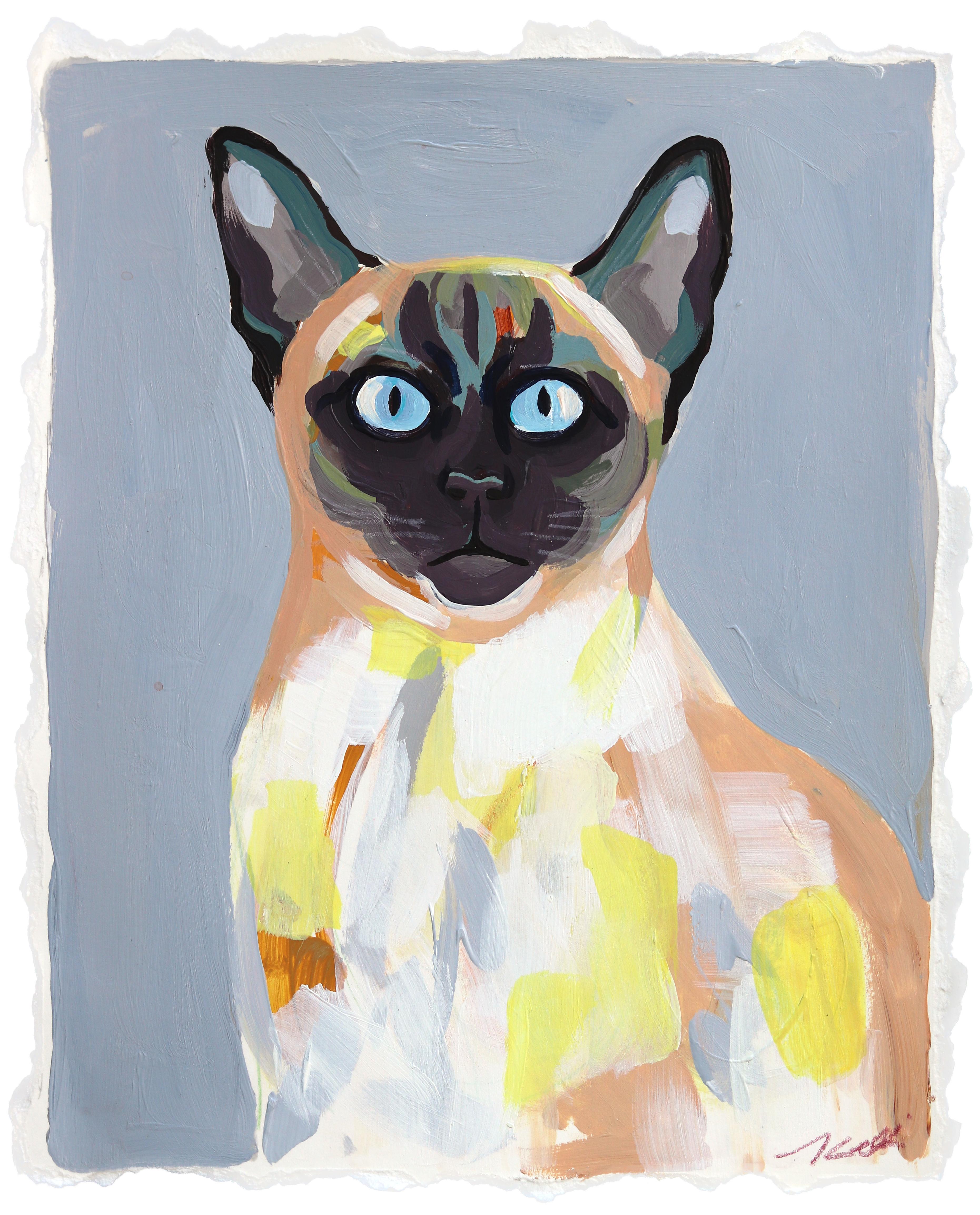 Aliments en conserve uniquement -  Peinture de chat figuratif sur papier