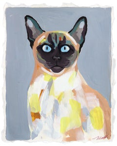 Sólo alimentos en lata -  Pintura figurativa de gatos sobre papel