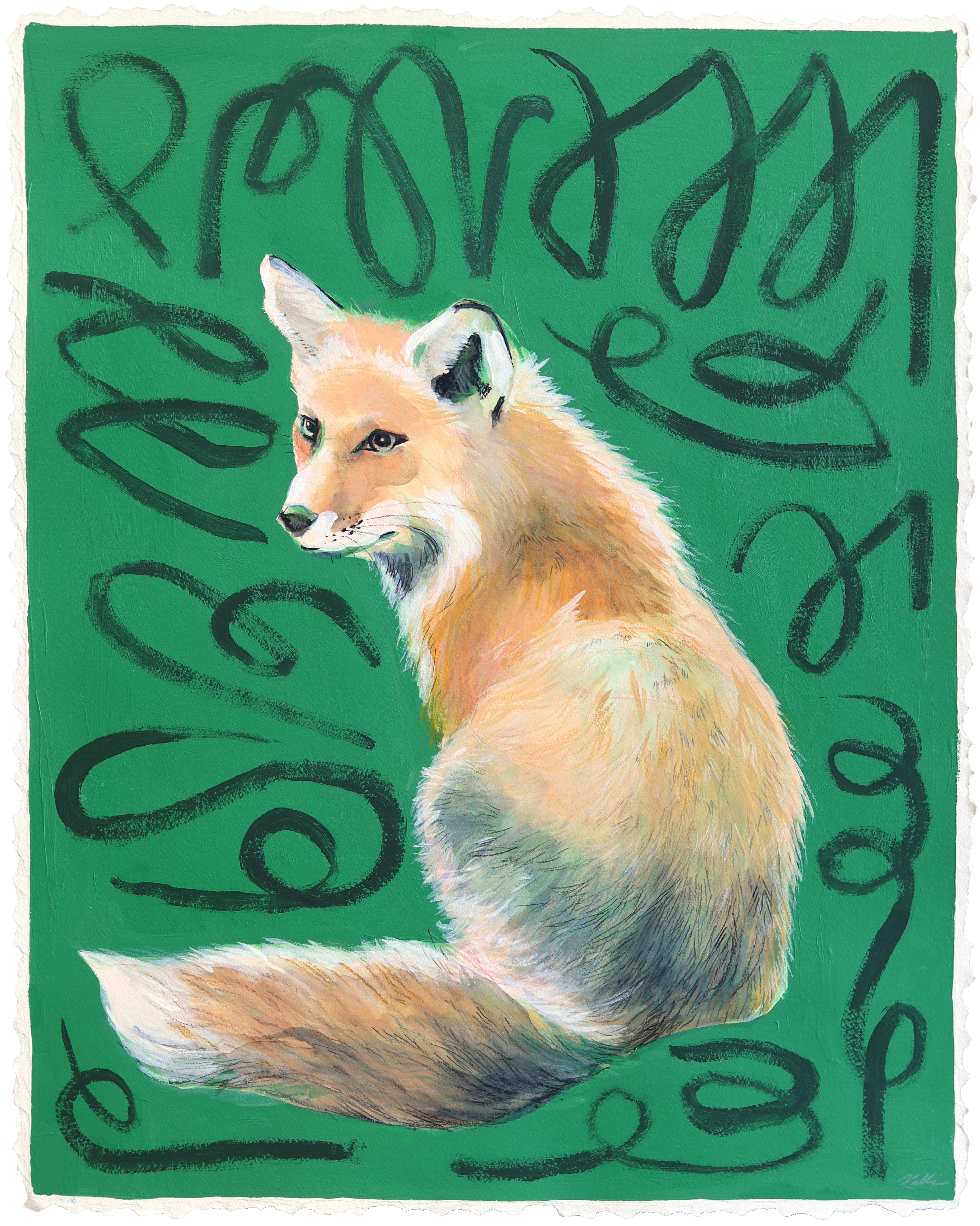 Schlau wie ein Fuchs - Original Wildtierportrait Gemischte Medien Malerei auf Papier