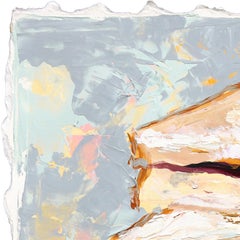 Tagliato in due - Natura morta originale di sandwich PB&J Pittura strutturata a tecnica mista