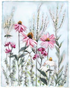 Dancing Daisies - Abstract Floral Still Life Painting on Paper