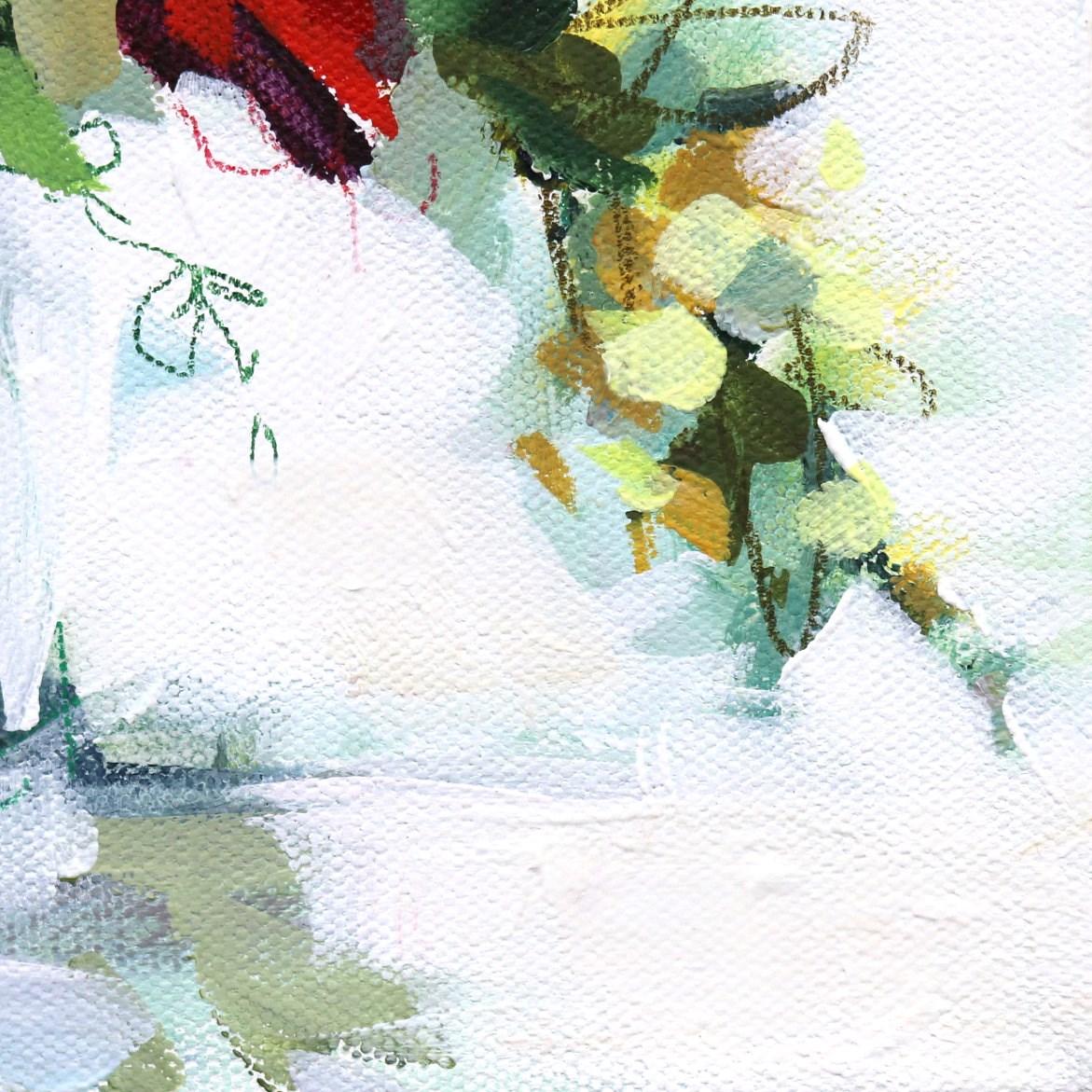 Rose delicate  - Quadro originale incorniciato di natura morta astratta floreale su tela in vendita 3