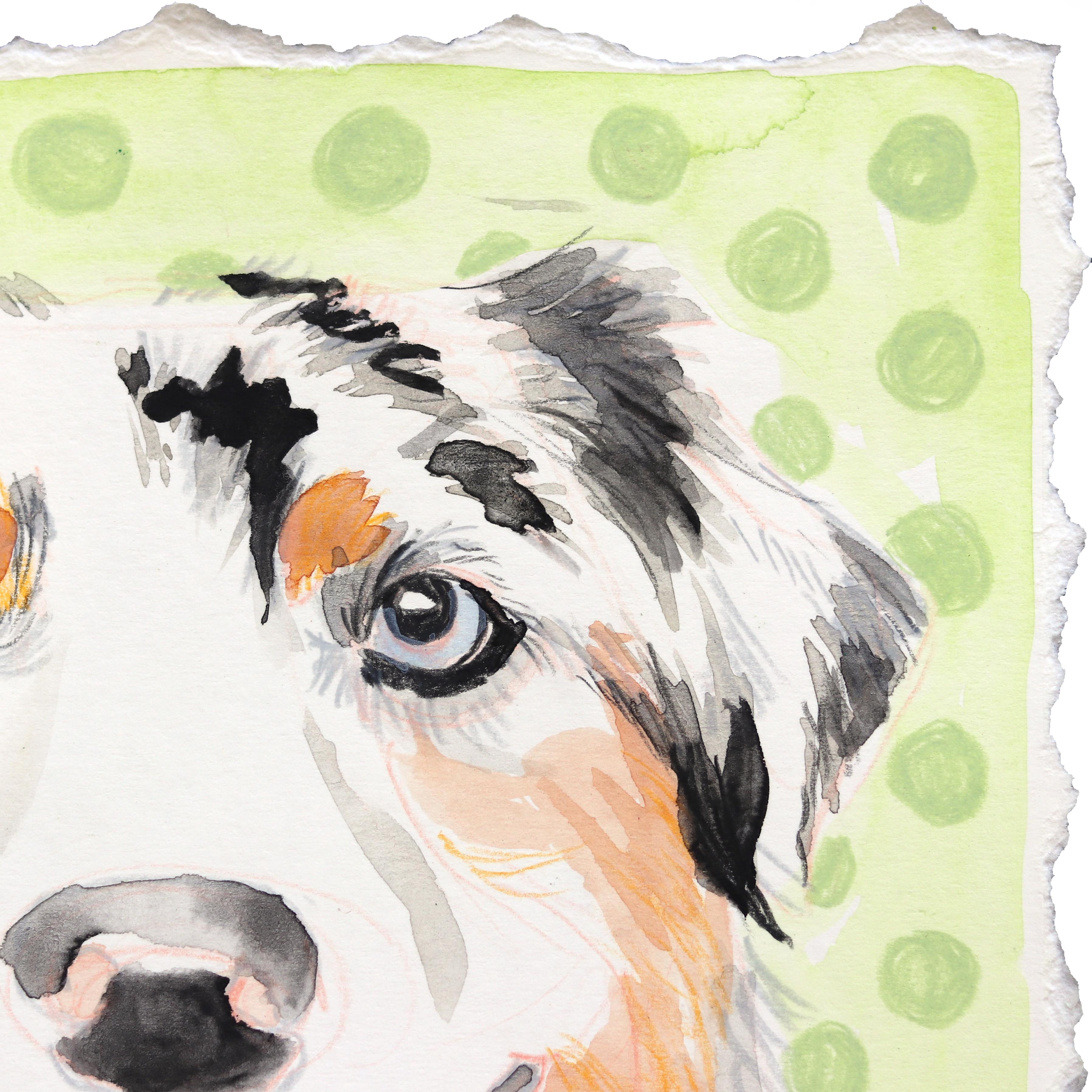 ¿Has dicho Ball? - Retrato de perro Pintura sobre papel - Mixed Media Art Contemporáneo de Kellie Newsome