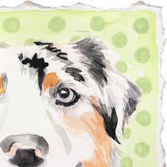 Sagten Sie Ball? Porträtgemälde auf Papier – Hund