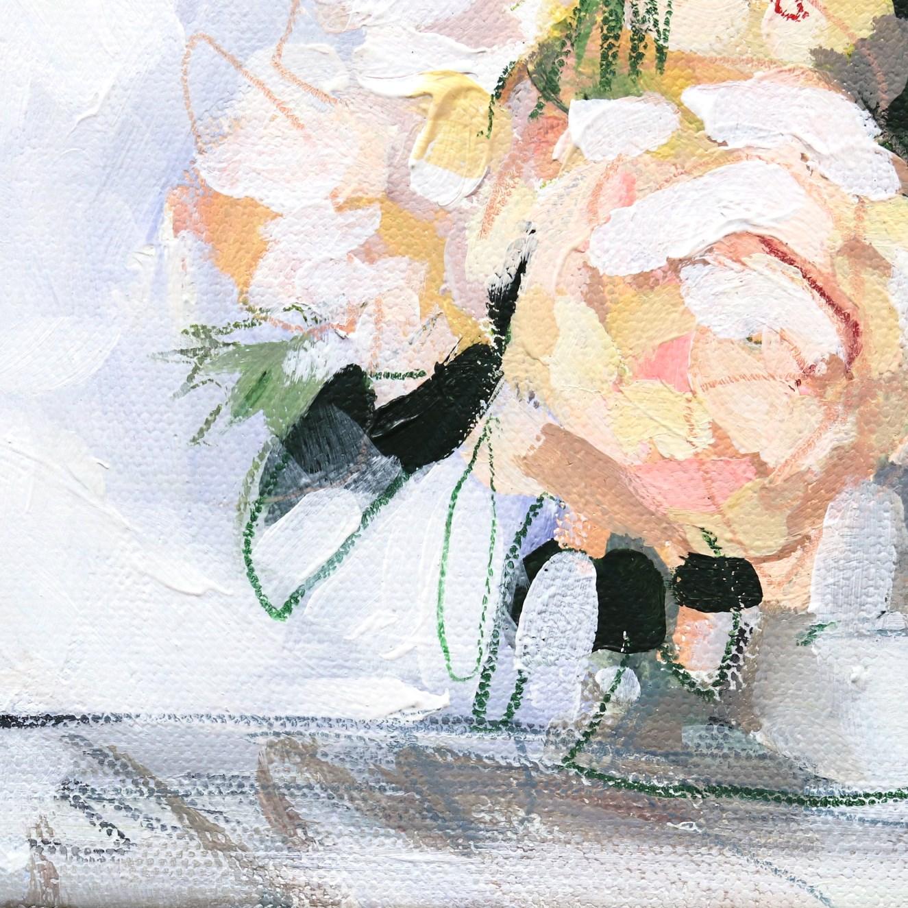 Elegance Blooms  - Peinture florale originale encadrée sur toile en vente 3