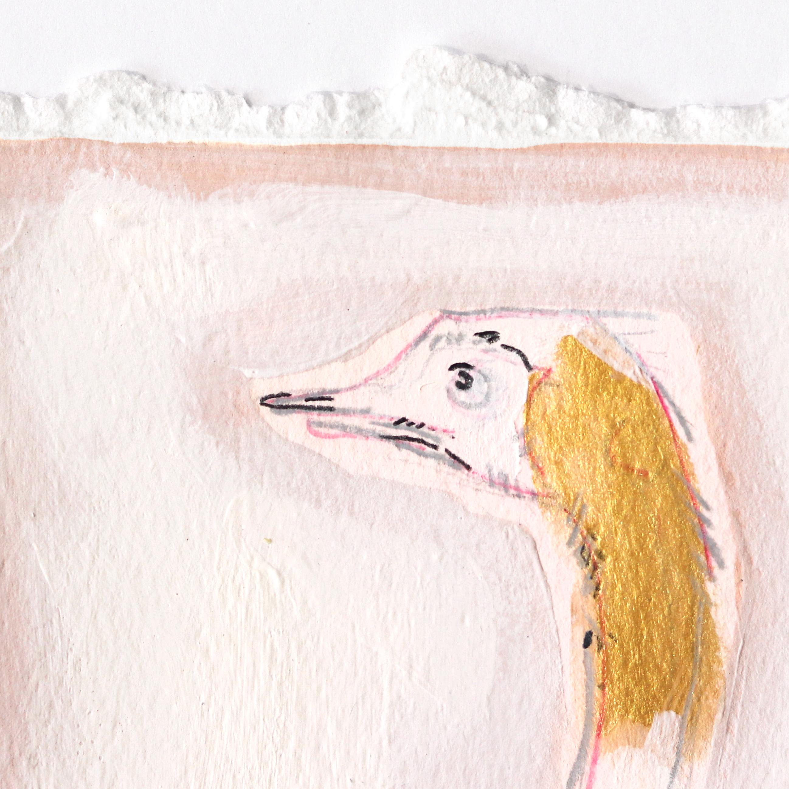 Oiseau Elegance tourné vers la gauche  - Peinture originale d'animaux sur papier encadrée - Contemporain Painting par Kellie Newsome