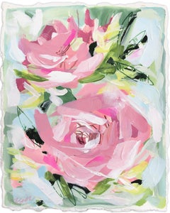 Ogni rosa in un fiore - colorata natura morta espressiva su carta