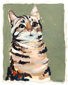 Fascinating Feline - Original Abstract Animal Cat Portrait Artwork on Paper