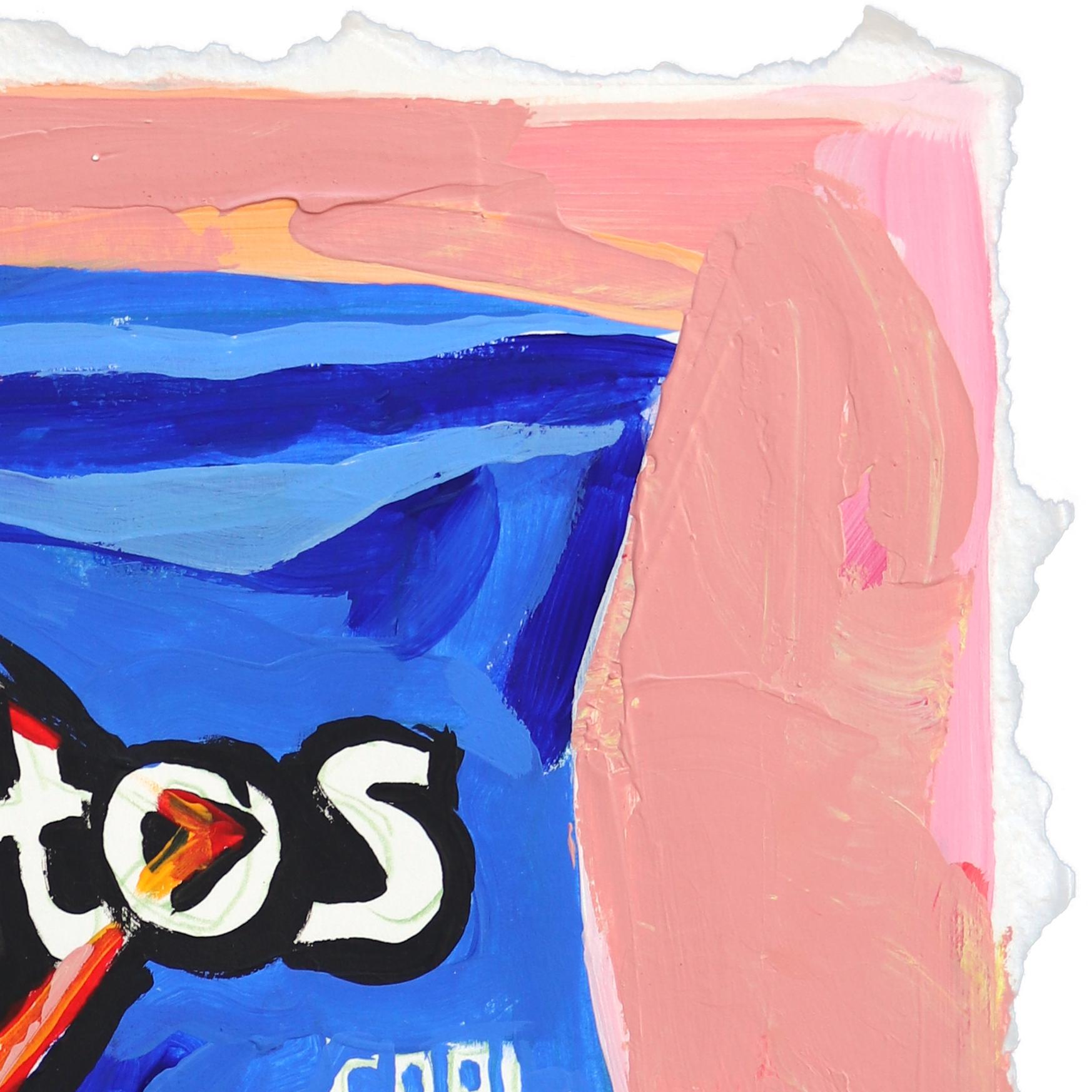 Snack favorito - Pintura abstracta vibrante y juguetona de bodegones de Doritos sobre papel - Painting Contemporáneo de Kellie Newsome
