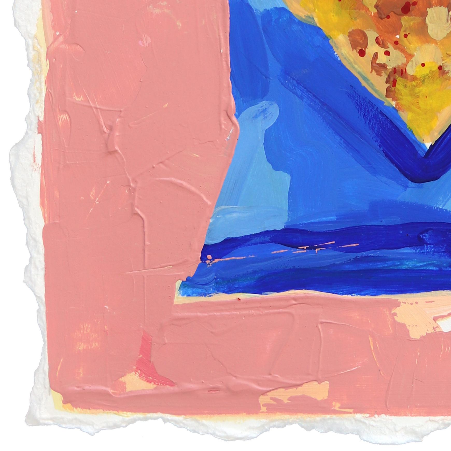 Snack favorito - Pintura abstracta vibrante y juguetona de bodegones de Doritos sobre papel - Still-Life Painting Rosa de Kellie Newsome