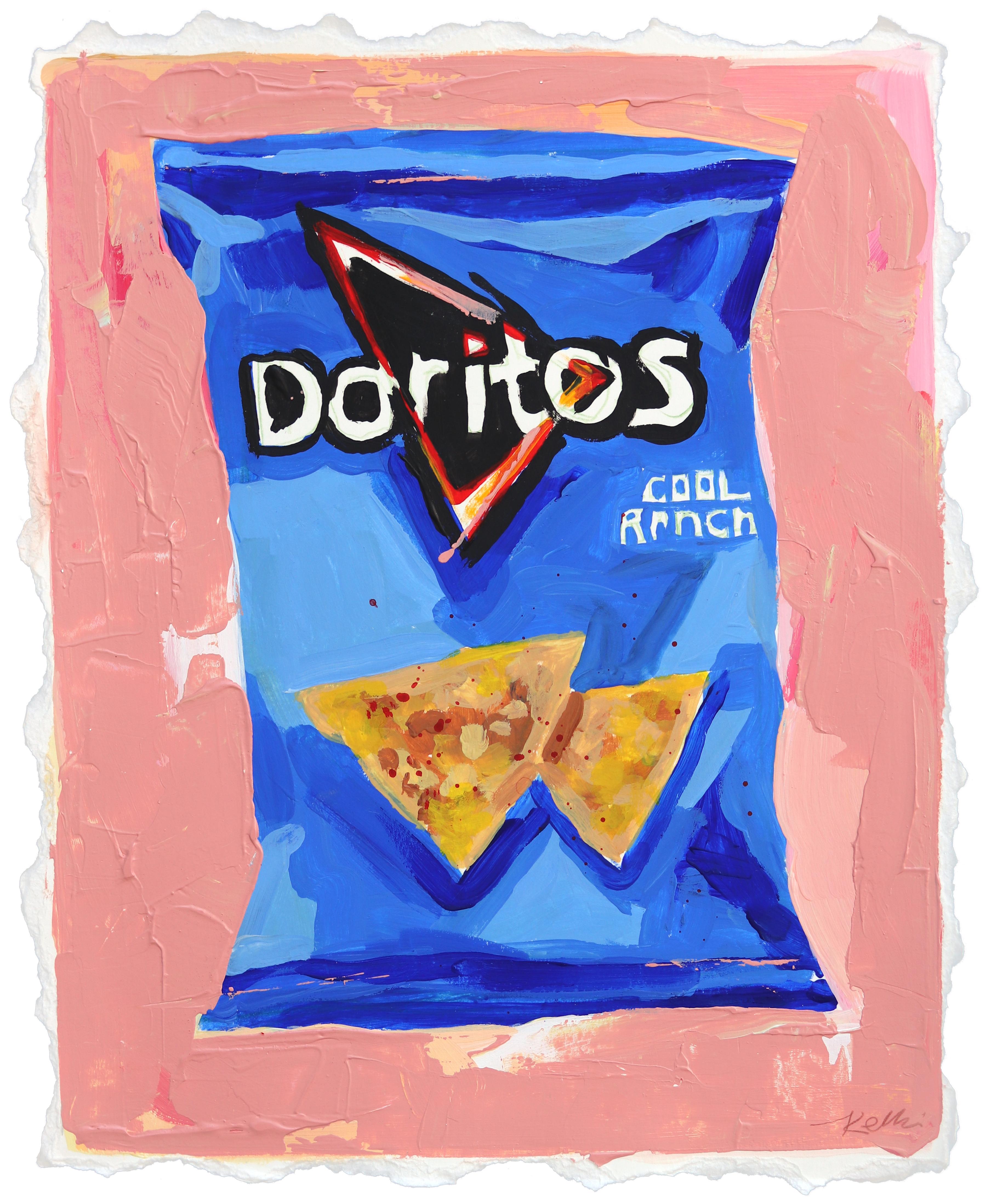 Favorite Snack - Abstraktes, lebhaftes, spielerisches Doritos-Stillleben auf Papier