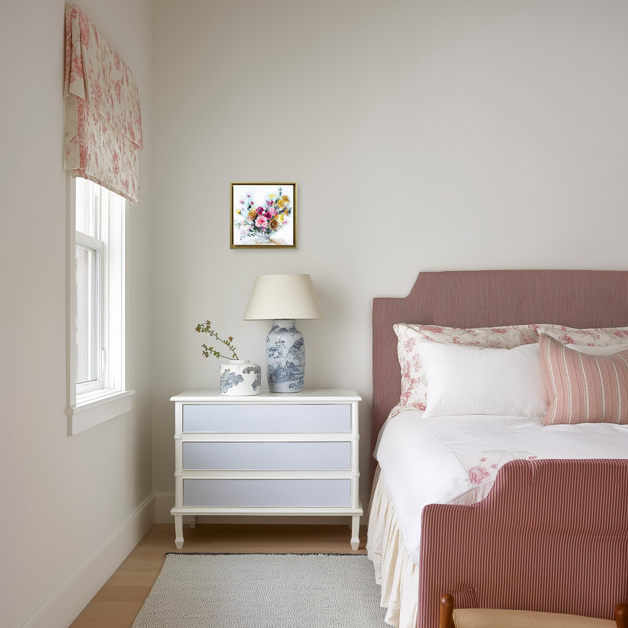 Flowers With Ruffles - Framed Abstract Colorful Still Life Mixed Media Artwork - Painting by Kellie Newsome