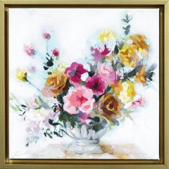 Fleurs avec volants - Encadré Nature morte abstraite et colorée Œuvre d'art mixte