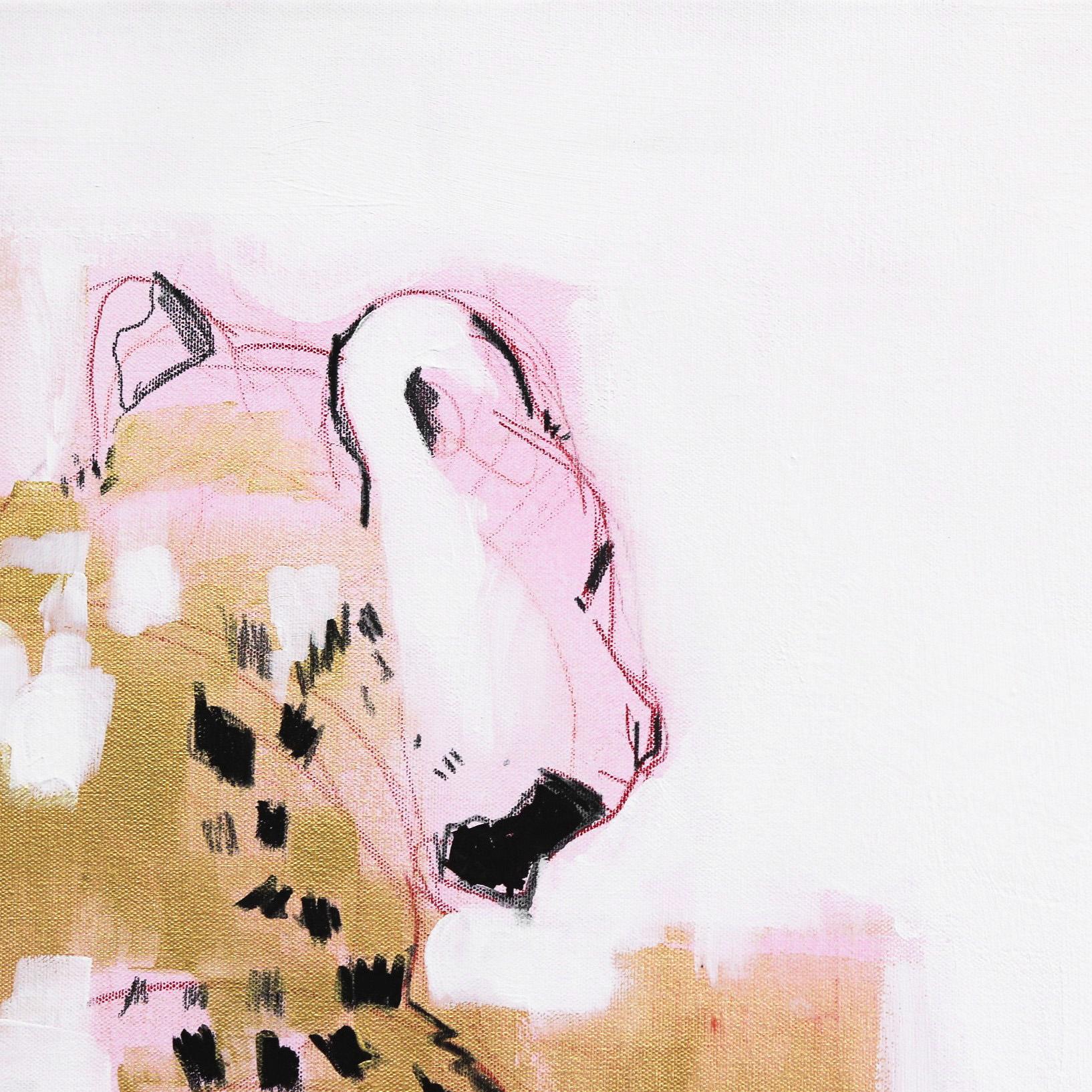 Gold And Bold Cheetah - Original Large Wild Animal Painting Pink Cheetah Artwork For Sale 4