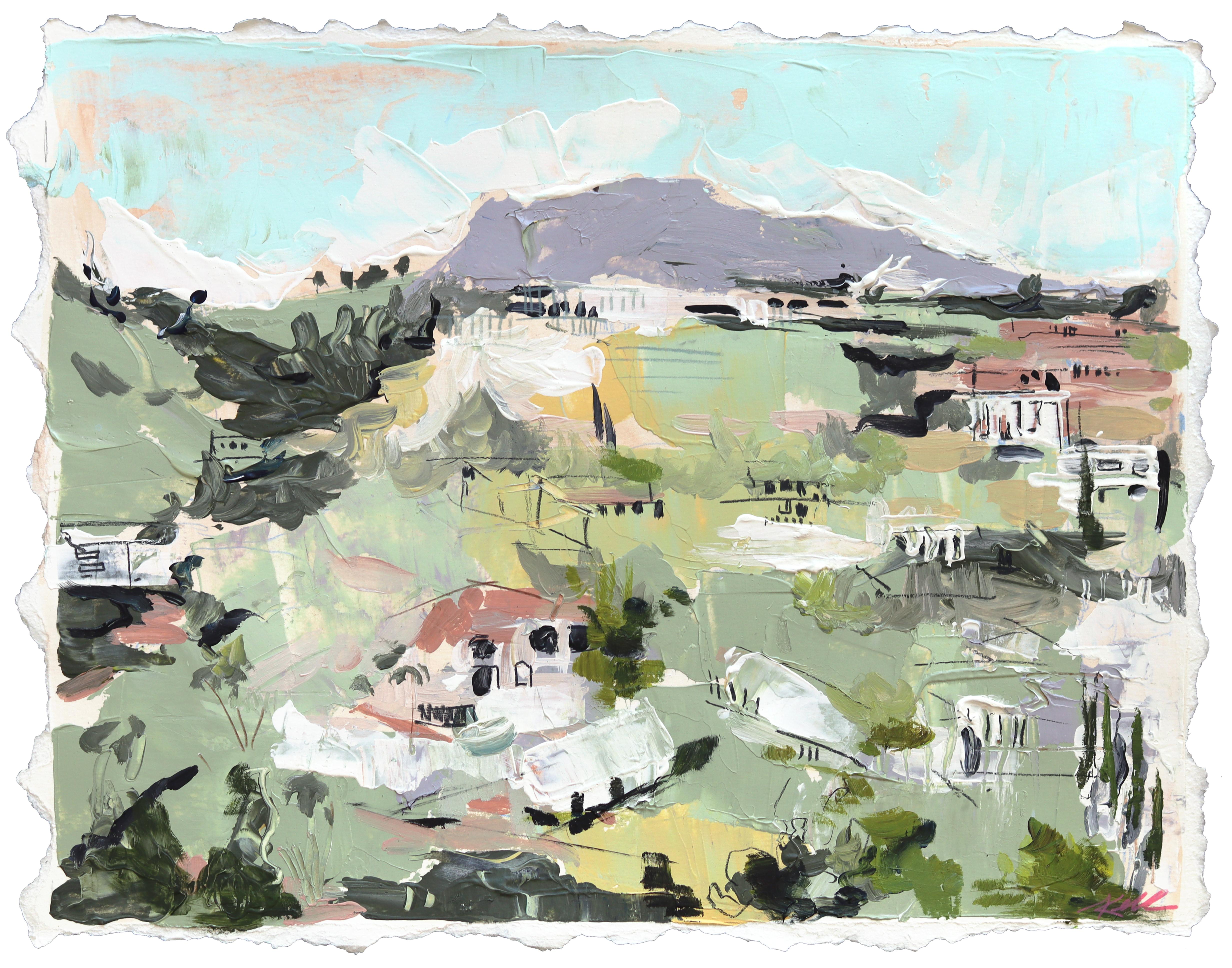 Hollywood Hills - Abstract Landscape Los Angeles Mixed Media Painting on Paper