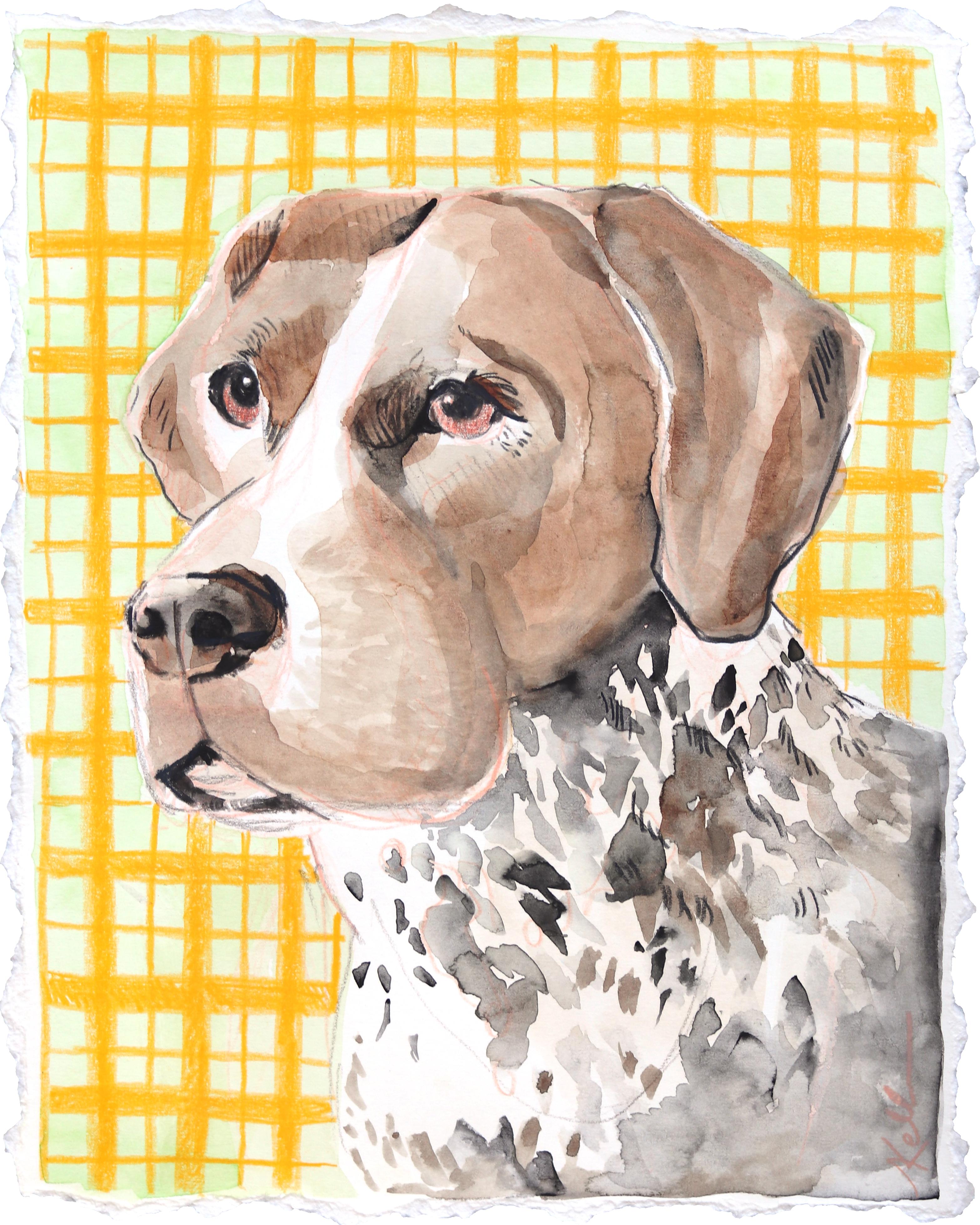 Hunter - Dog Portrait Painting on Paper