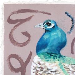 Impressive Plumage - Original Peacock Portrait Mixed Media Painting on Paper