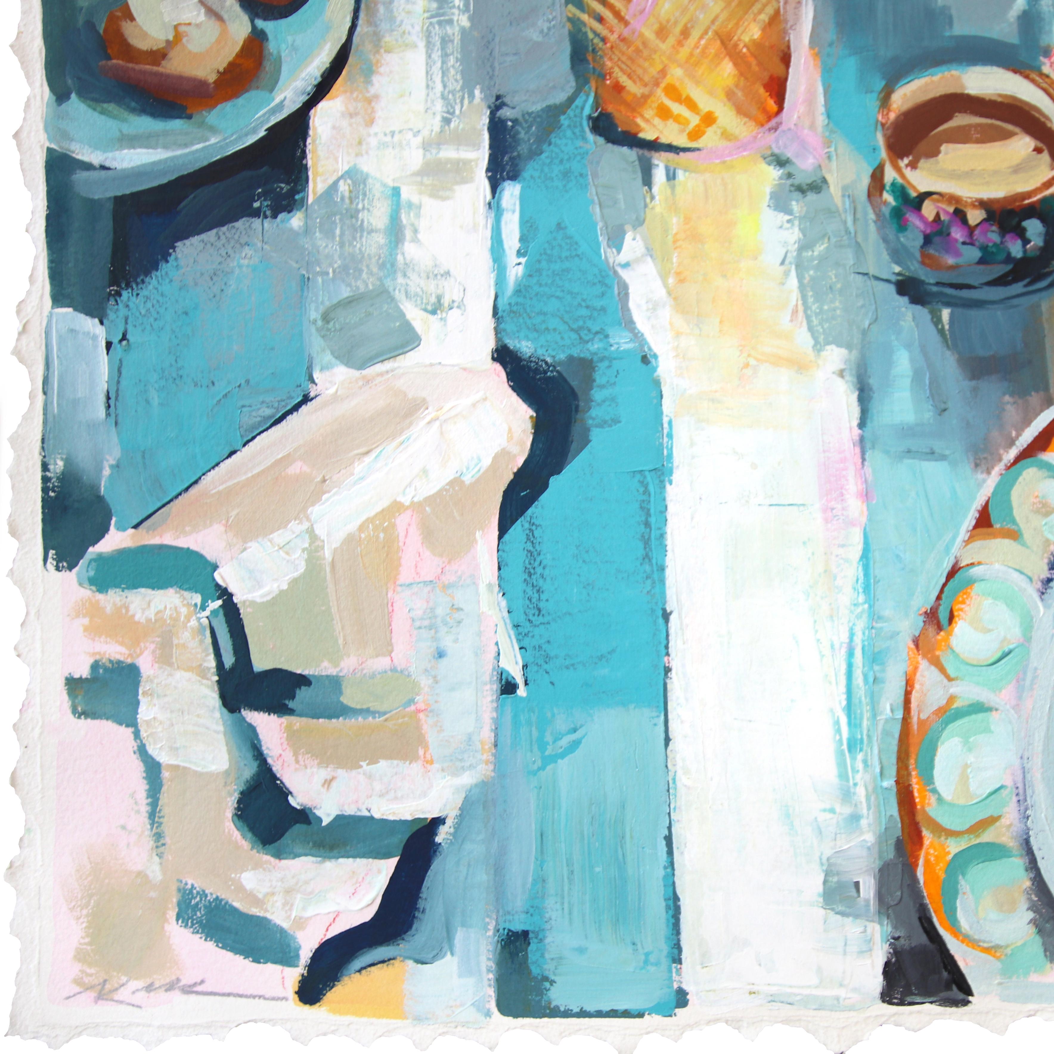Sólo por invitación -  Bodegón de colores sobre papel - Still-Life Painting Gris de Kellie Newsome