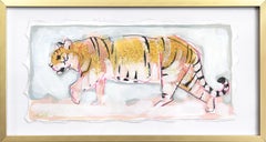 Kitty Purr  - Original Framed Wild Animal Painting on Paper