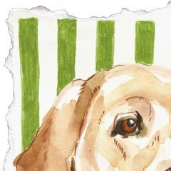 Labradorable - Original Playful Dog Pet Portrait Mixed Media Painting on Paper