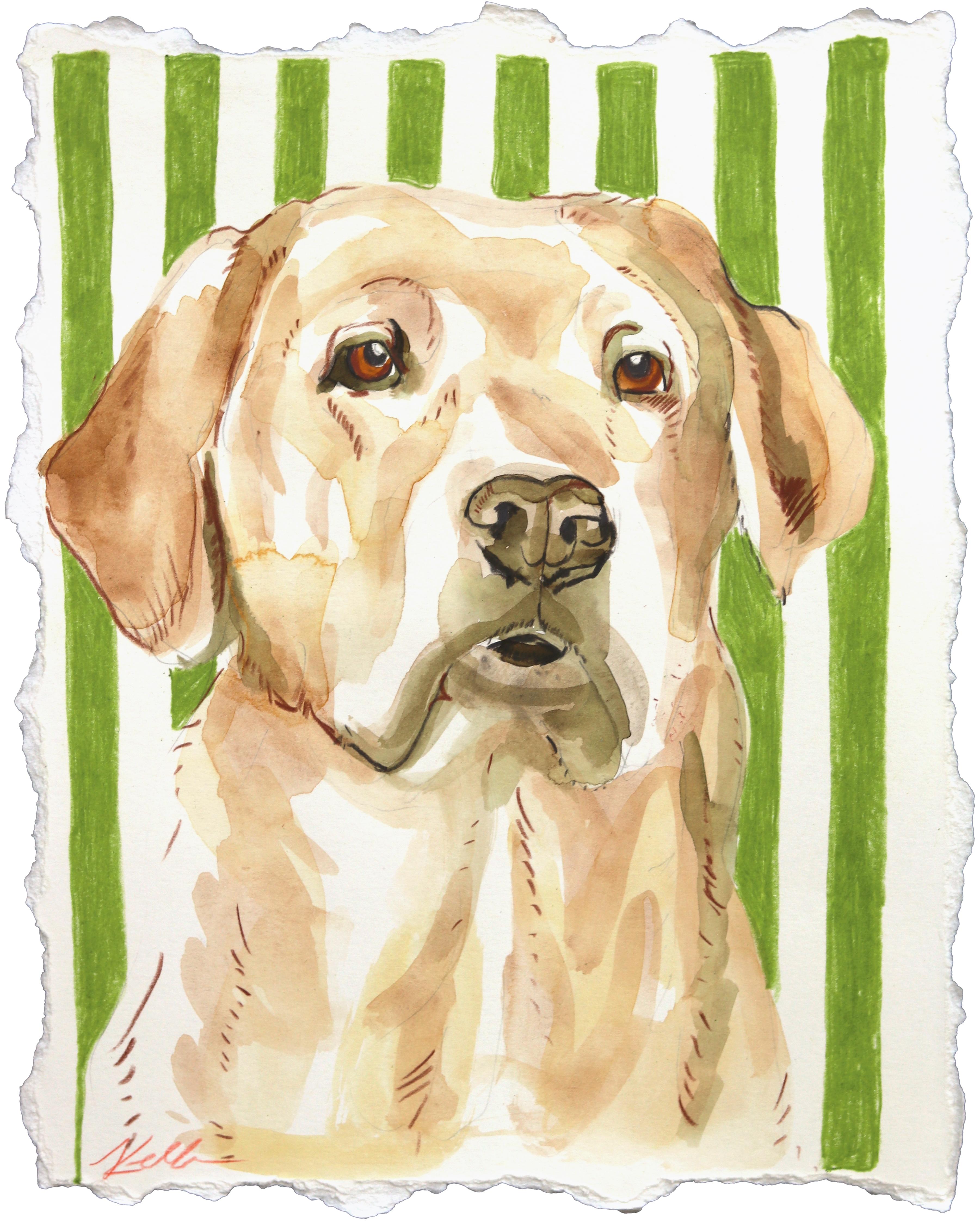 Labradorable - Portrait original d
un chien joueur Peinture mixte sur papier