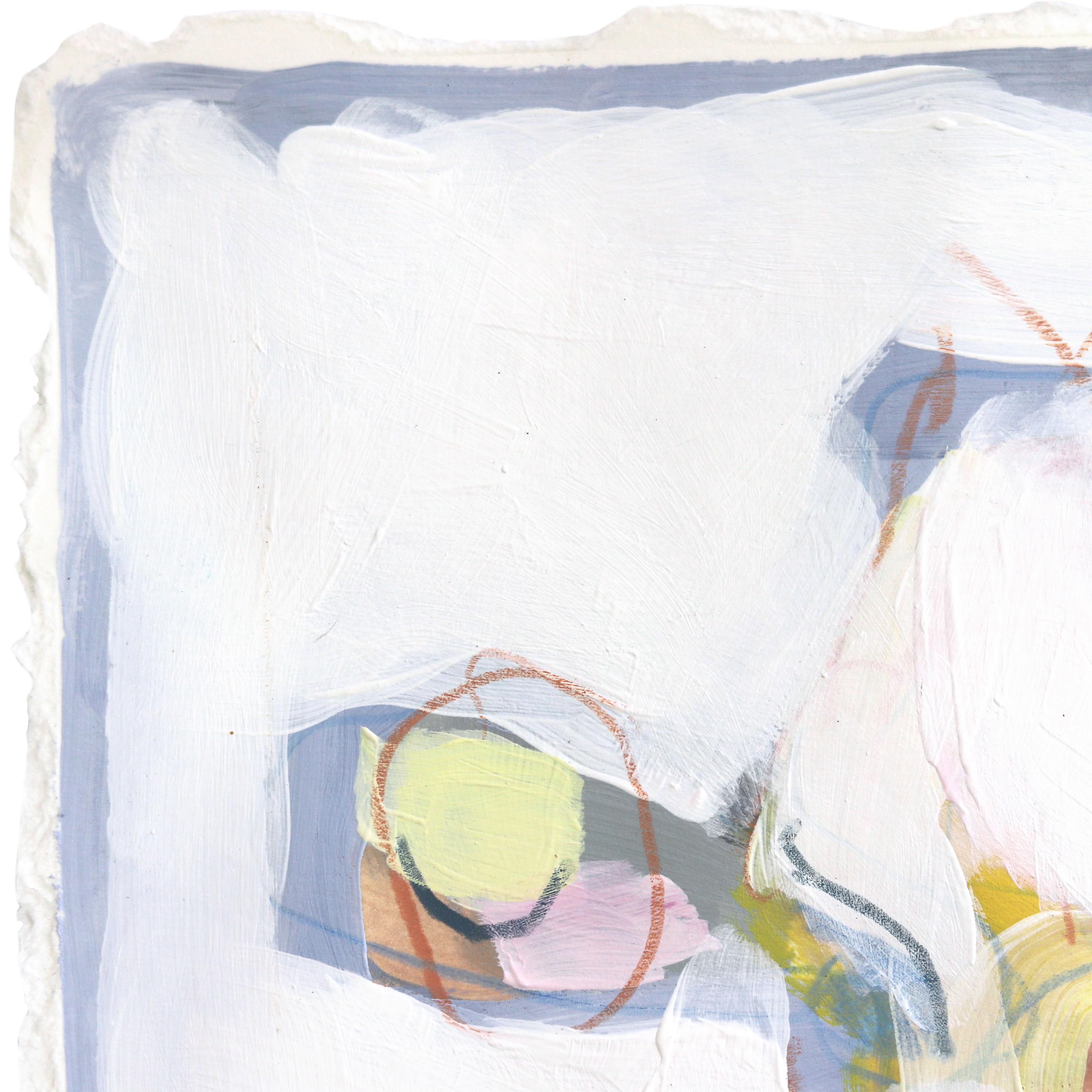Limones en la sombra - Pintura abstracta de vacas sobre papel en venta 2